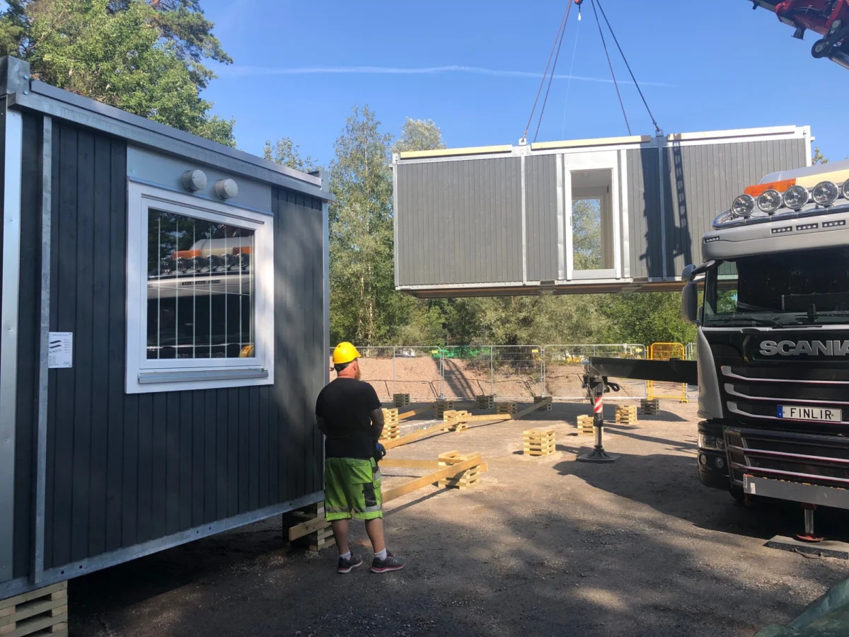 Nytt platskontor för Stockholms byggprojekt, exteriör